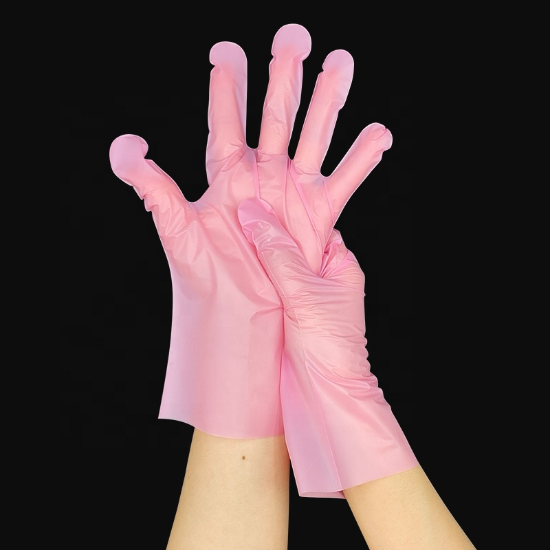 Waterproof PE Gloves Ambidextrous Household Cleaning Oil-Resistant Frosted Texture Disposable Pink TPE Gloves for Dishwashing