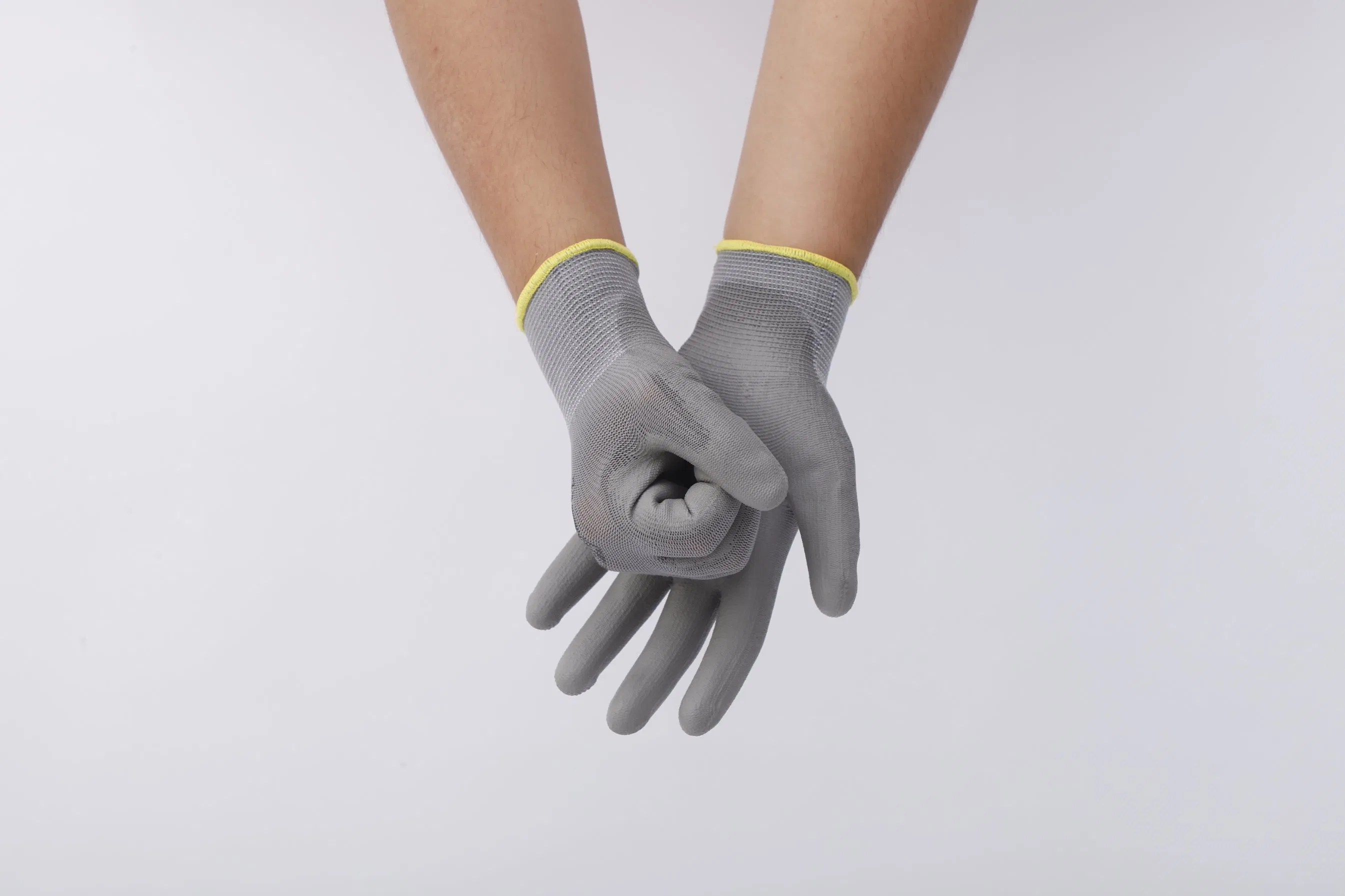 Deep Gray Textured Grip and Slide Resistant Nylon PU Labor Gloves