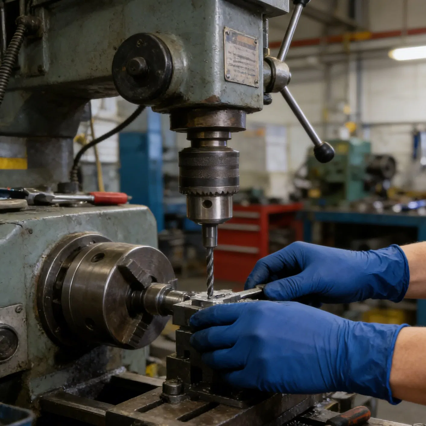 Heavy Duty Oil-Resistant Puncture-Proof Dark Blue Nitrile Disposable Gloves for Industrial Work