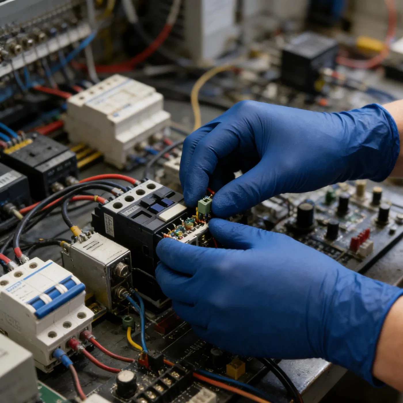 Heavy Duty Oil-Resistant Puncture-Proof Dark Blue Nitrile Disposable Gloves for Industrial Work