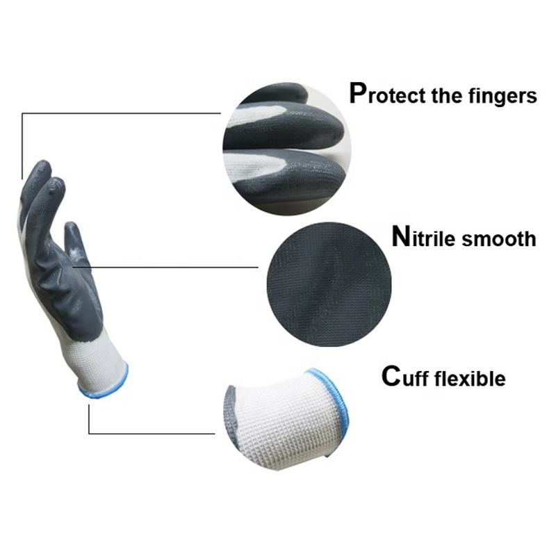 Industrial Grade Oil-Proof Nitrile Coated Work Gloves Waterproof Gloves for Heavy Duty Construction