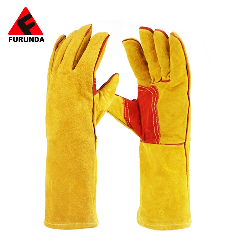 Industrial Protective Cow Split Leather Safety Gloves Long Cuff Gauntlet Working Welding Gloves