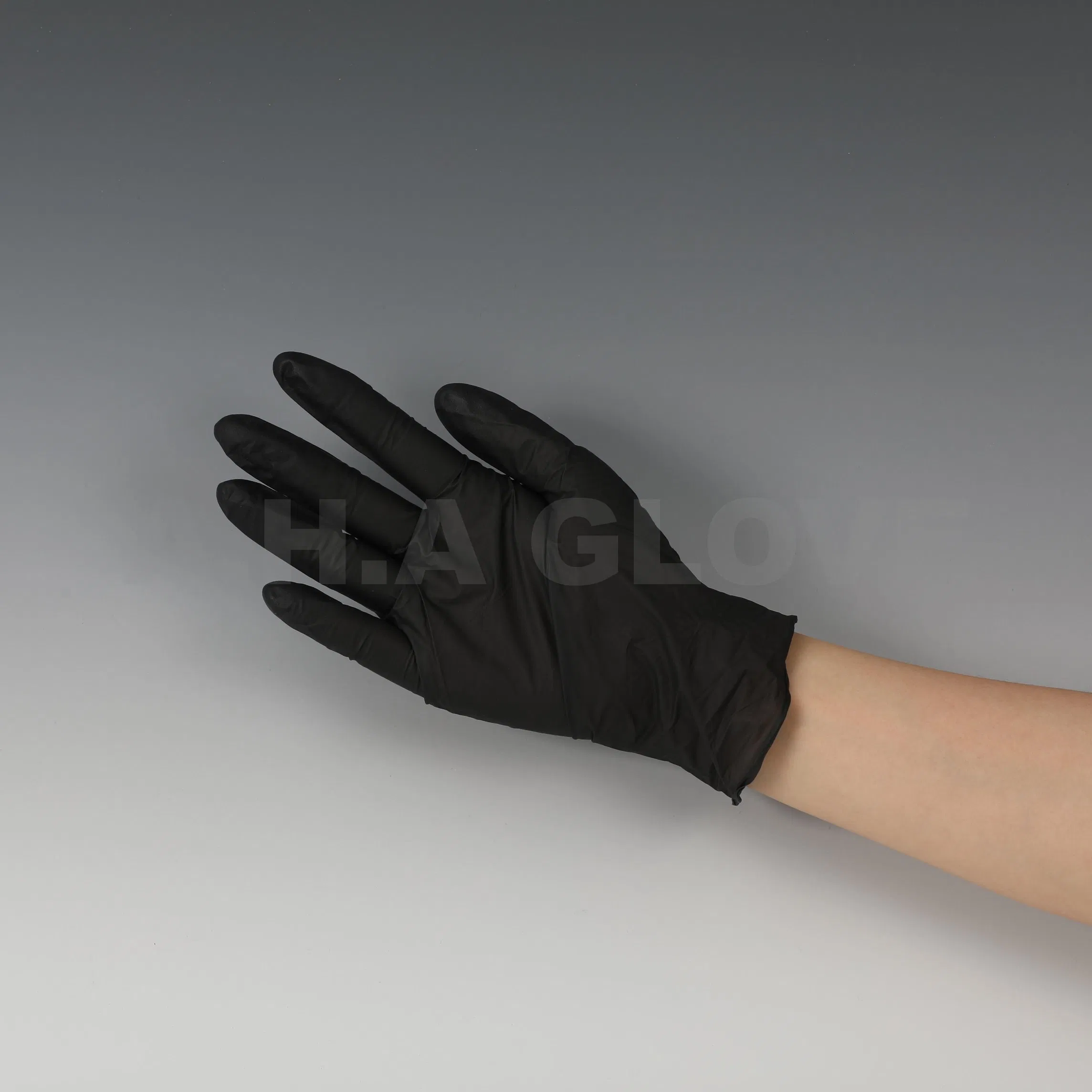 Aql 4.0 Disposable Food Grade Black Nitrile Powdered Powder Free Gloves with CE ISO