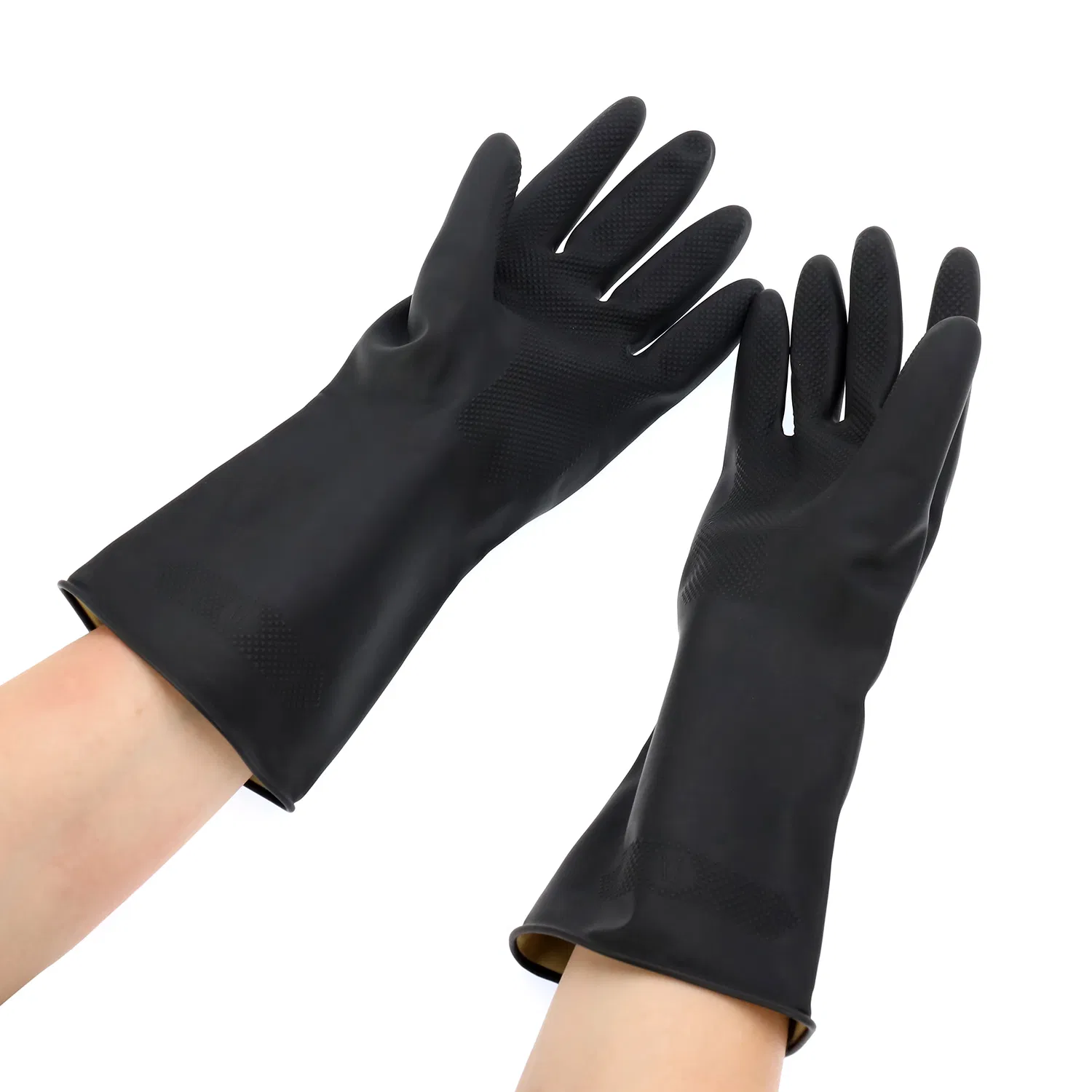 CE En 388 Industrial Latex Gloves Chemical Resistant Gloves Black Latex Gloves