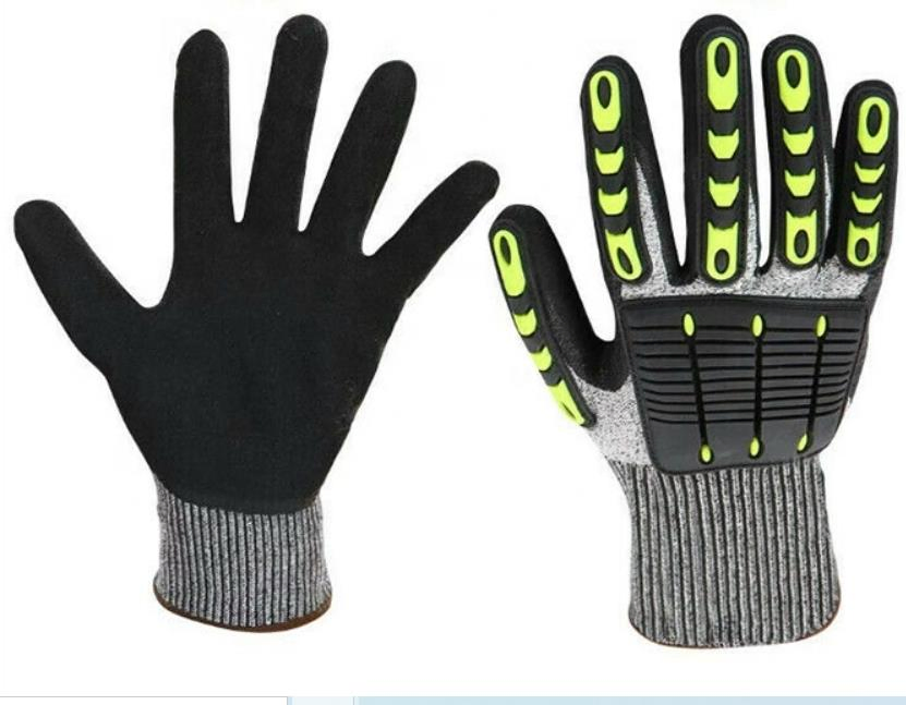 High Quality Anti Cut Impact Resistance Nitrile Sandy Coated Heavy Duty Safety Gloves