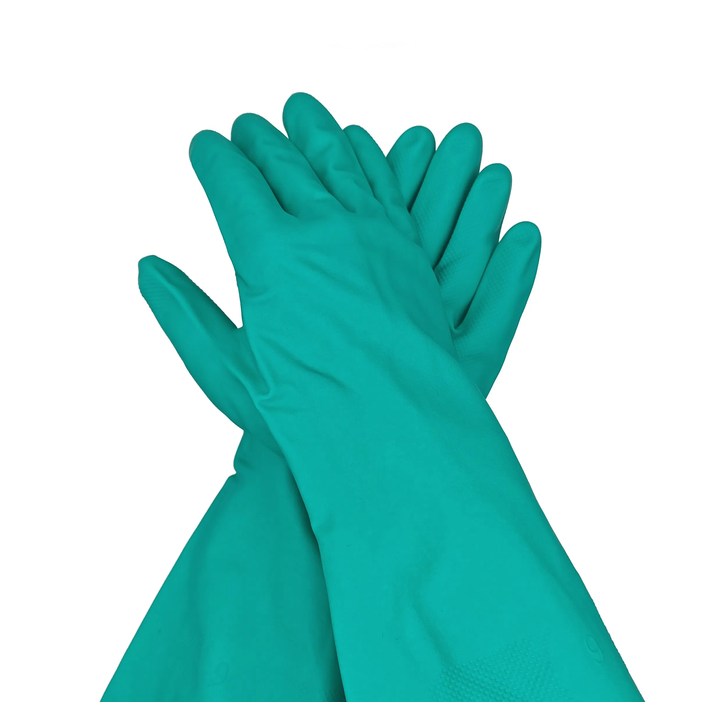 Waterproof Heavy Duty Gloves Green Nitrile Guantes De Nitron Guante Nitrilo Industrial