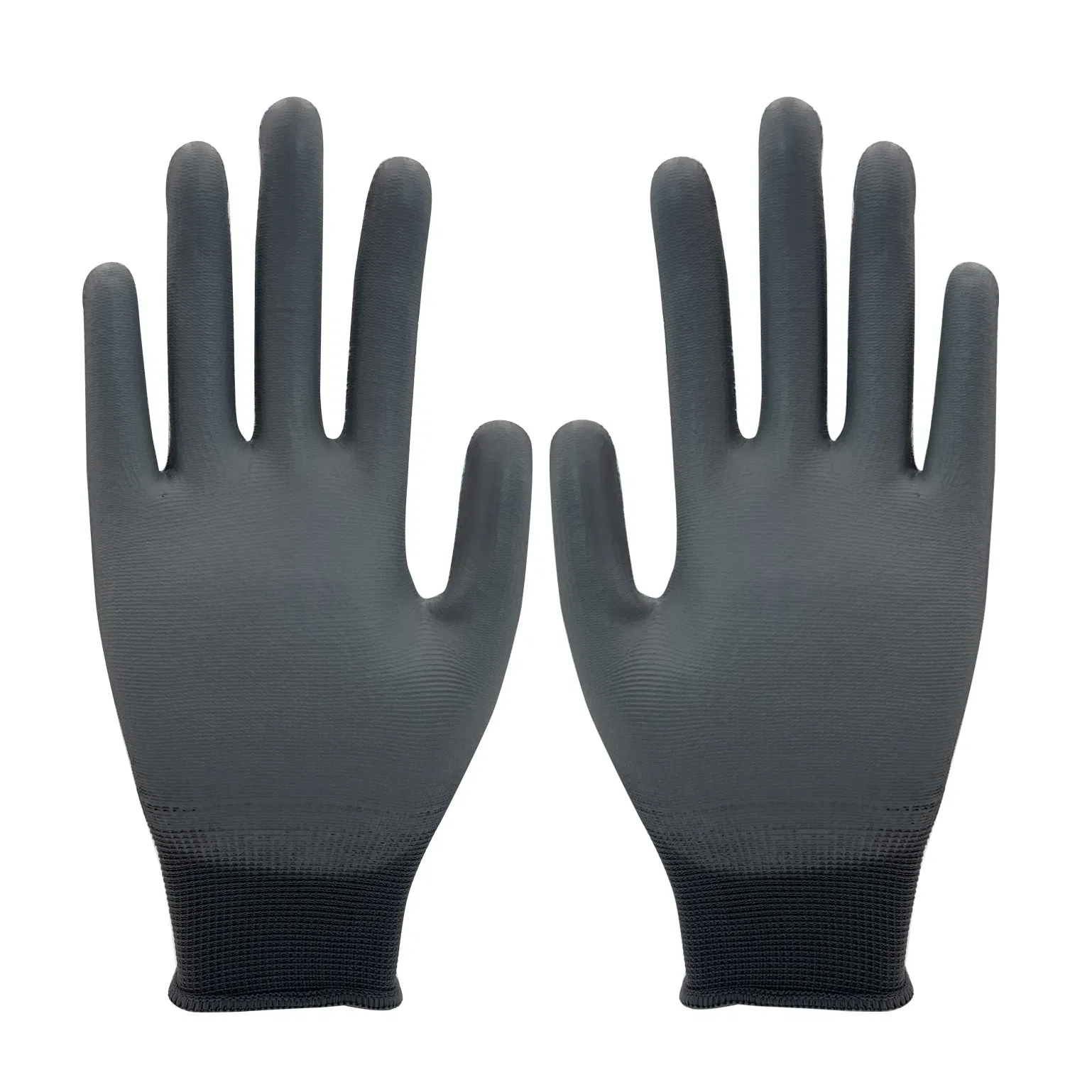 Deep Gray Textured Grip and Slide Resistant Nylon PU Labor Gloves