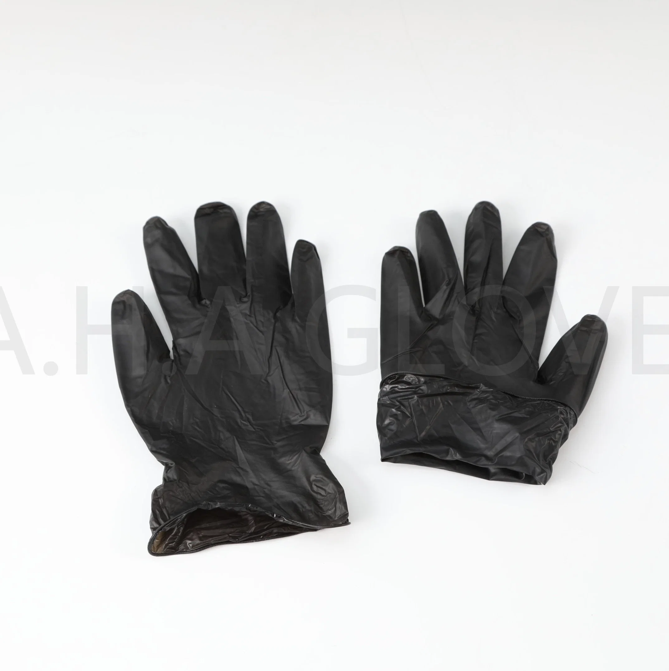 Black Food Grade Preparation Powder Free Powdered Disposable Vinyl Glove with ISO CE