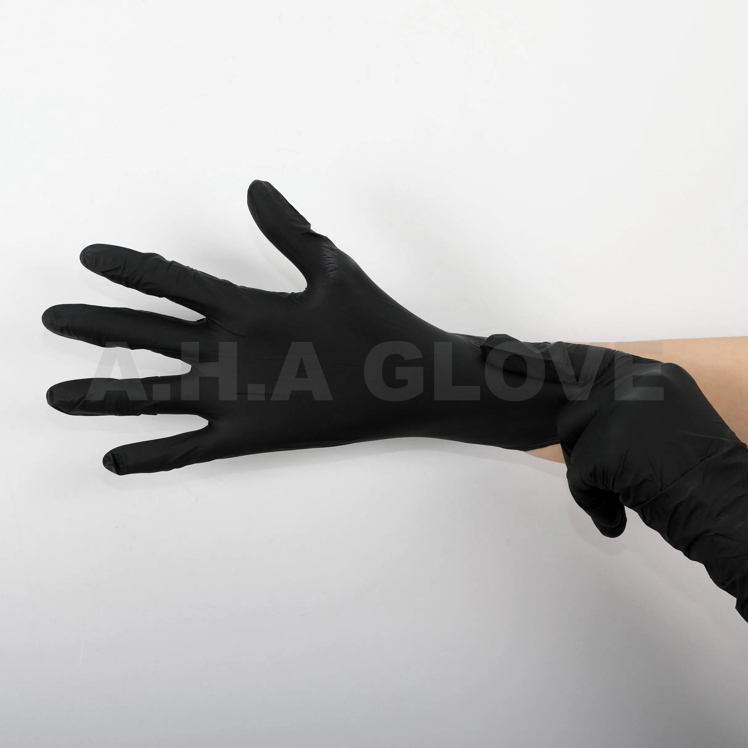 Aql 4.0 Disposable Food Grade Black Nitrile Powdered Powder Free Gloves with CE ISO