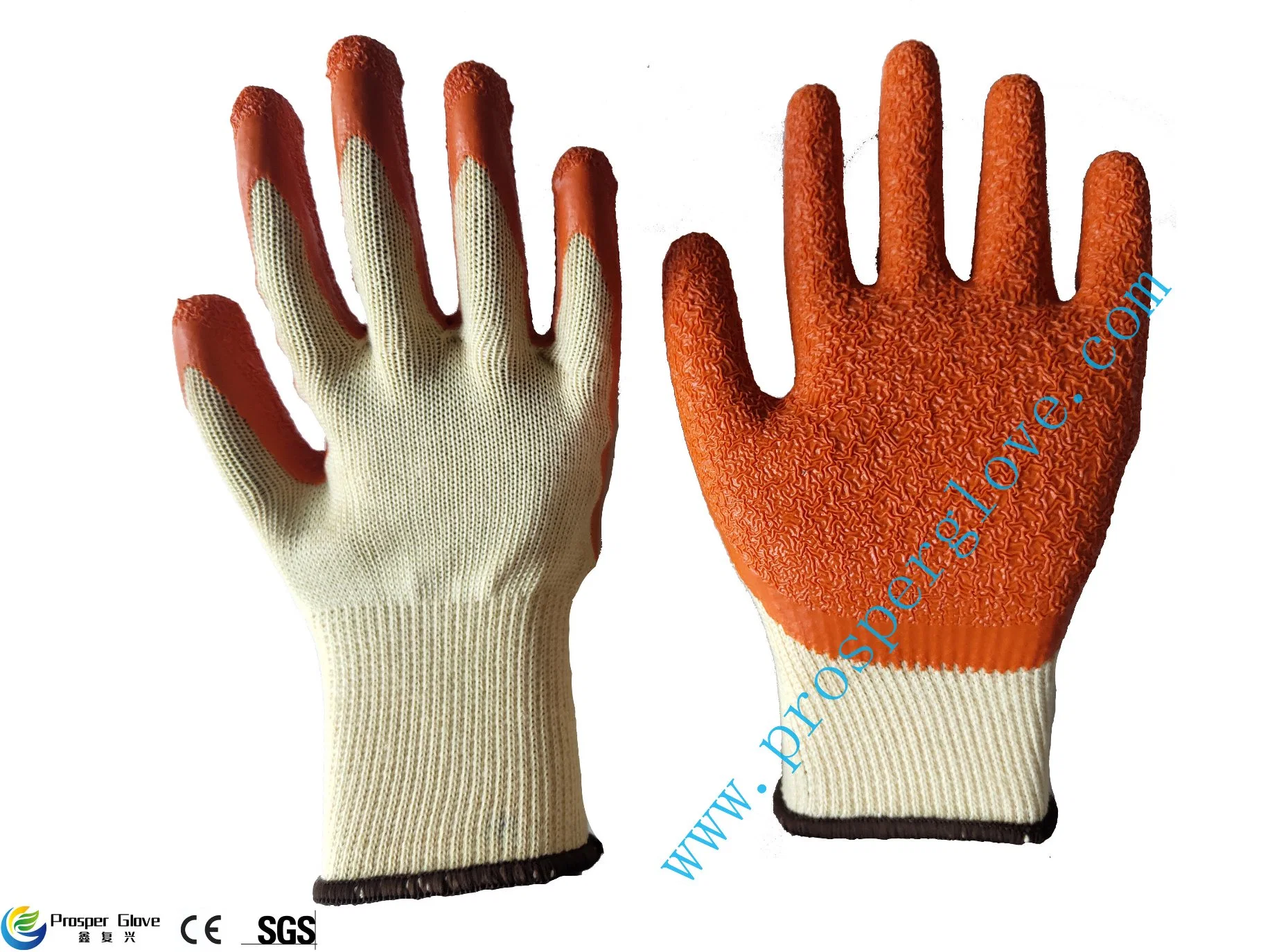 5 Thread Cotton Protective Labor Rubber Latex Crinkle Coated Industrial Working Safety Work Glove