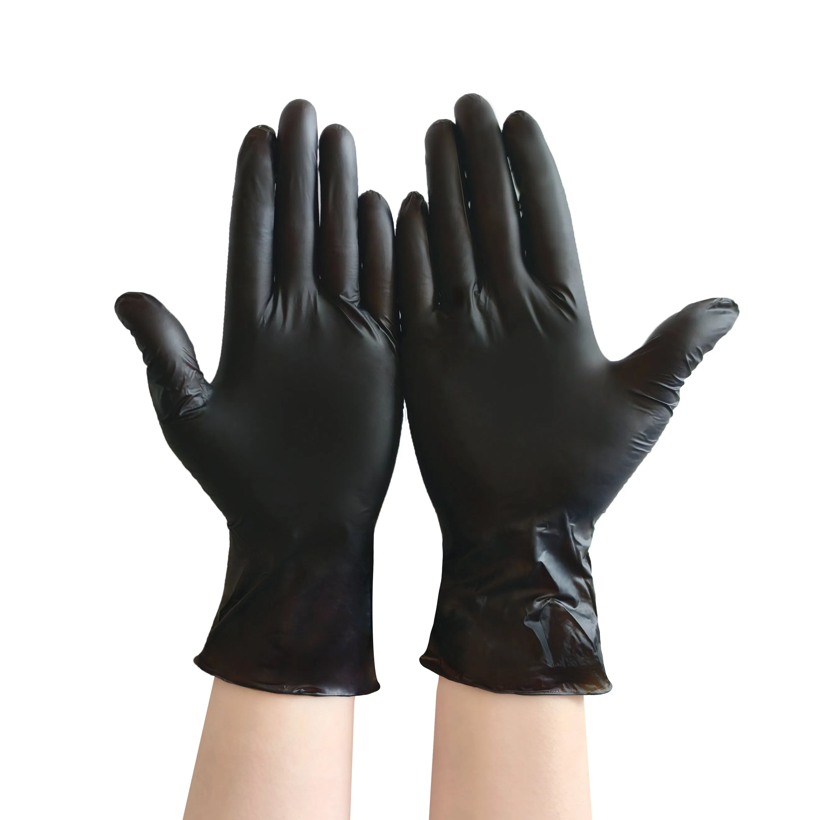 CE En455 Vinyl Gloves 3mil Medium Size Household Washing up Oil-Resistant Black Disposable PVC Gloves Powder Free for Cleaning