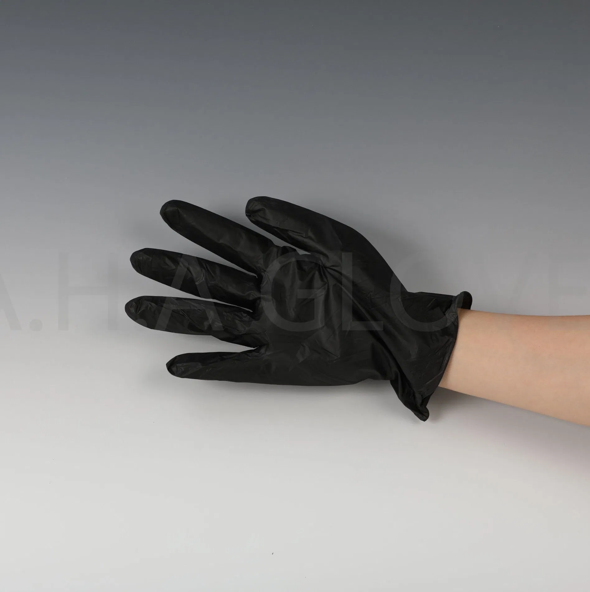 Black Food Grade Preparation Powder Free Powdered Disposable Vinyl Glove with ISO CE