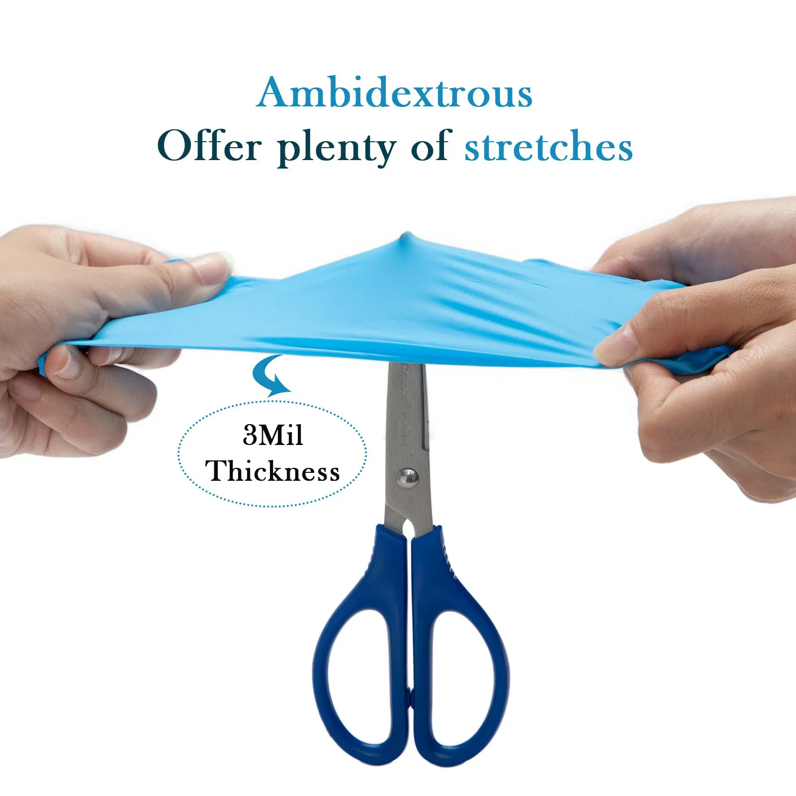 Customized Medical Examination Grade Disposable Blue Nitrile Glove