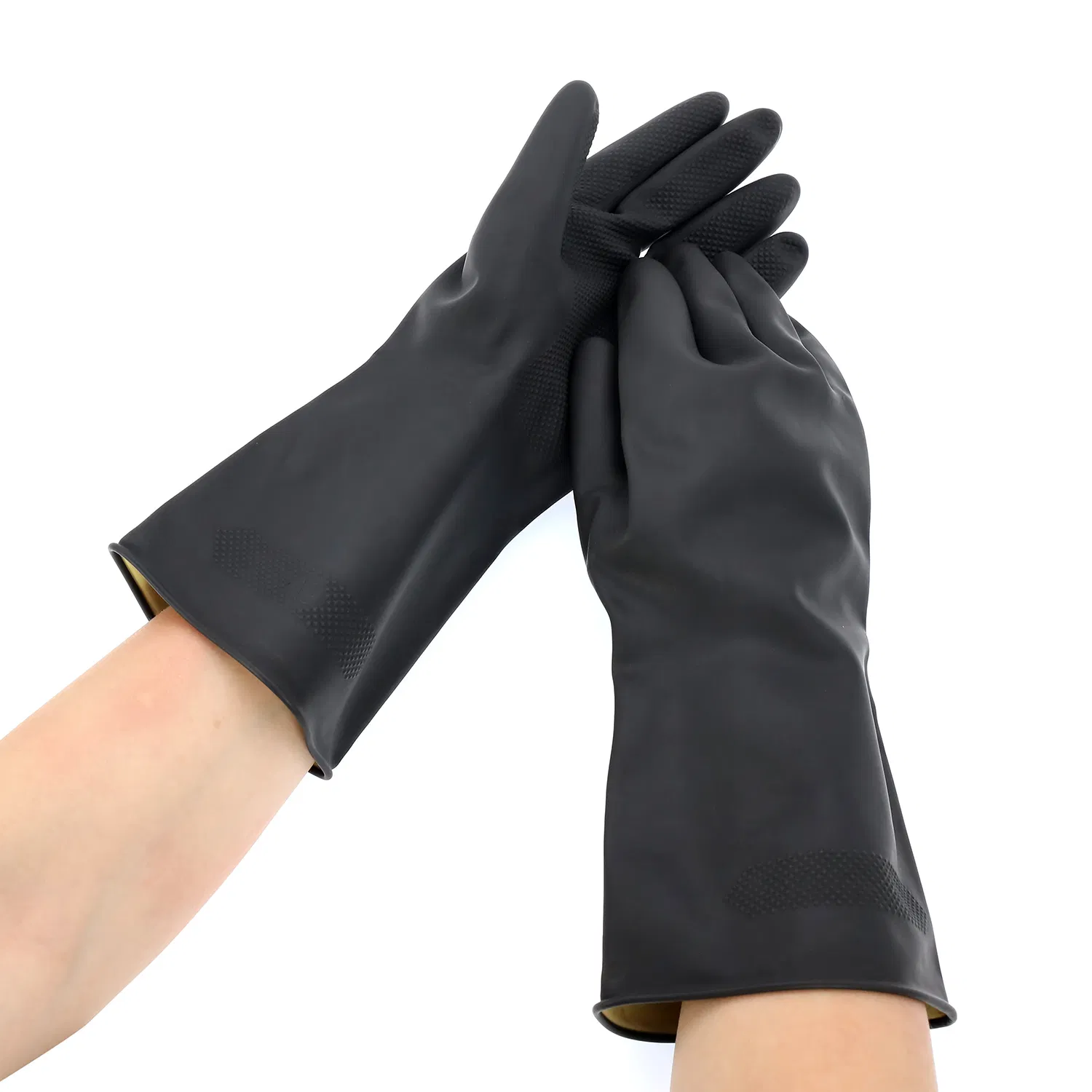 CE En 388 Industrial Latex Gloves Chemical Resistant Gloves Black Latex Gloves