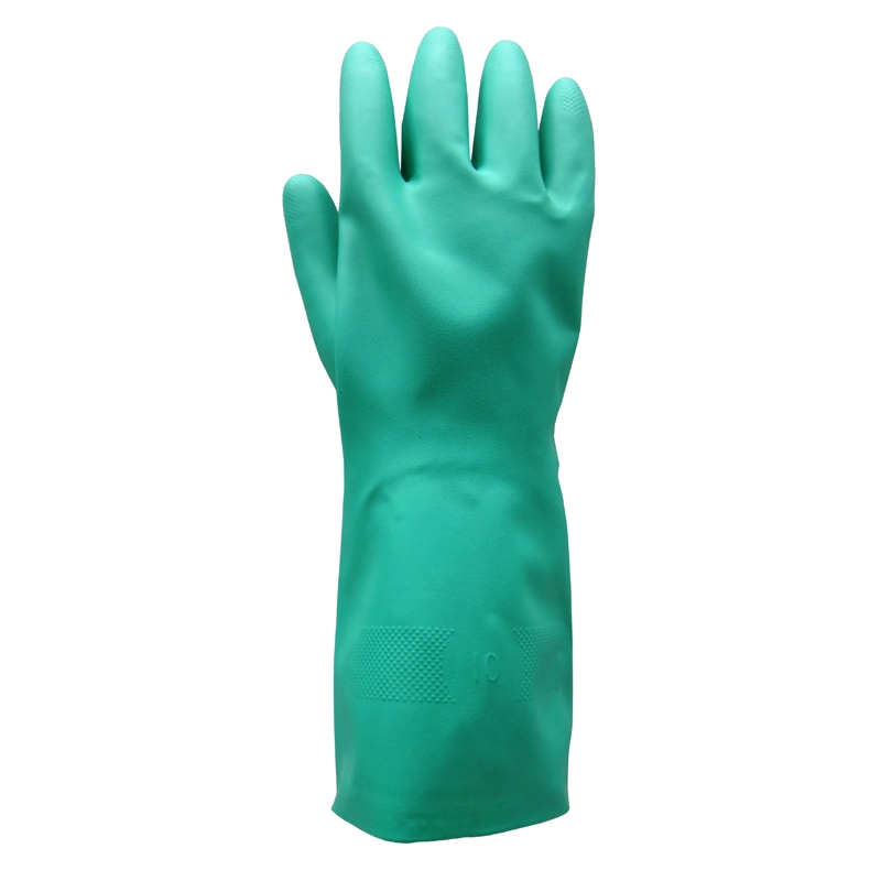 Factory Heavy Duty Reusable Green Nitrile Rubber Chemical Resistant Industry Luvas Guantes En420 En374-2 4101 Acid, Alkali &amp; Oil Protection Safety Work Gloves