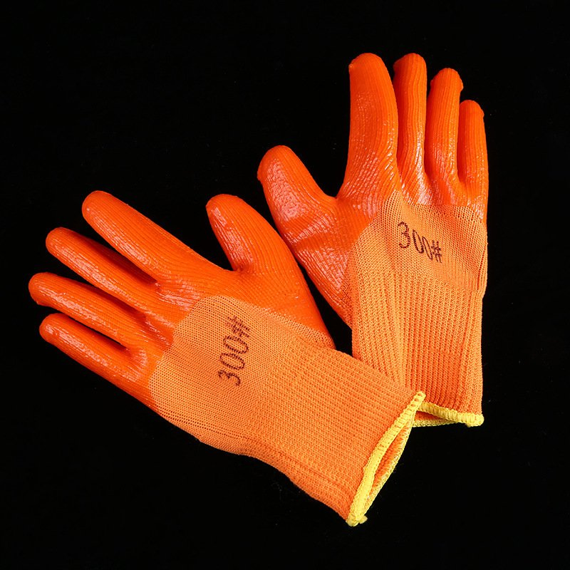 Orange Latext Oil and Gas Resistant Safety Chemical Winter Hand Gloves