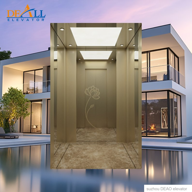 1.0-8.0m/S Automatical Opening Door Deao Solid Wooden Case Hospital Elevator