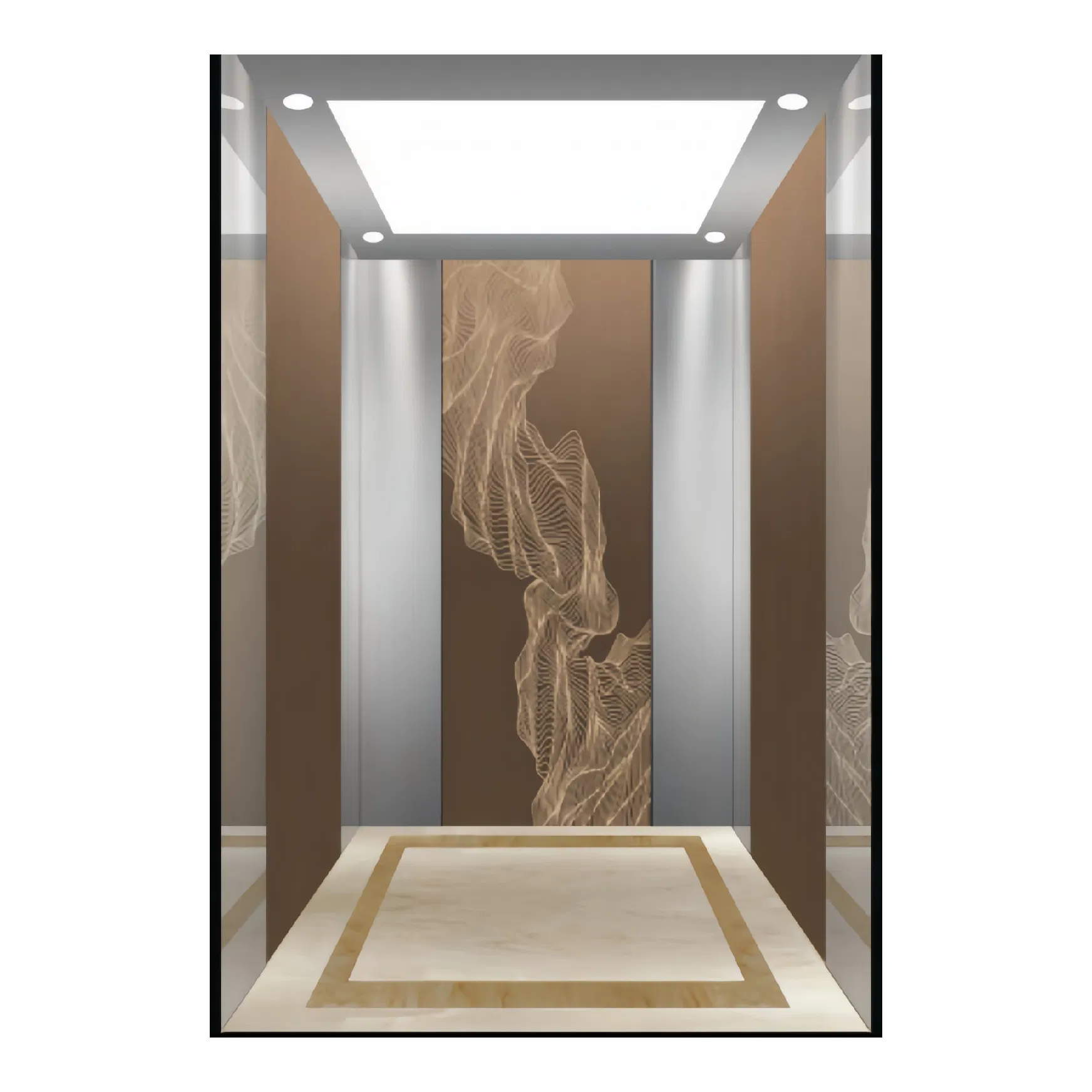 Fujivista Bronze Cabin Sleek Hydraulic Buffer Elevator for Passengers in Hotel Environments