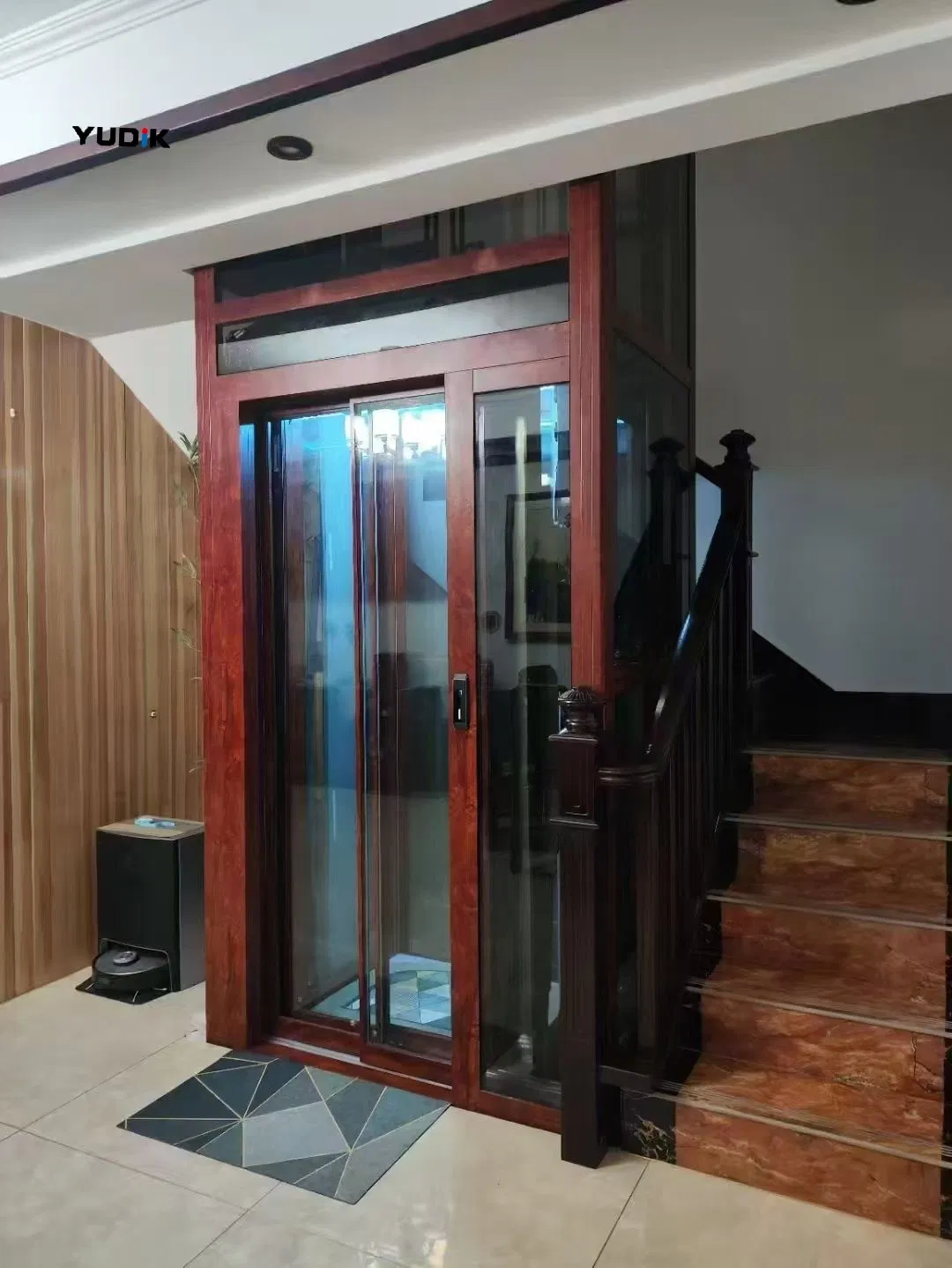 Traction Home Lift with Frosted Glass for Private Villa Use