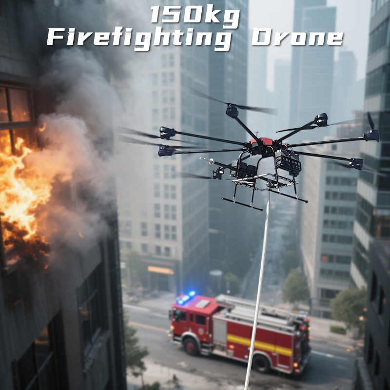 150kg Big Payload Fire Extinguisher Fire Fighting Drone Livraison Equipment for Forest Factory Firefighting with Heavy Lifting Fire Extinguisher