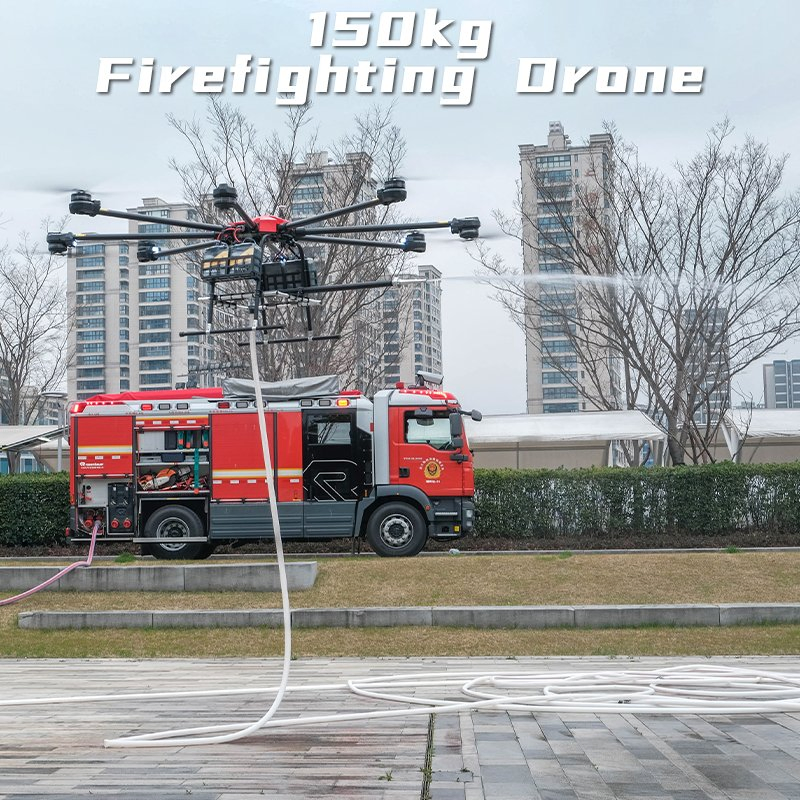Professional Firefighting Uav Building Forest Wildland Fire Rescue Remote Control Airplane 150kg Heavy Lifting Industrial Uav Drone with Fire Extinguisher