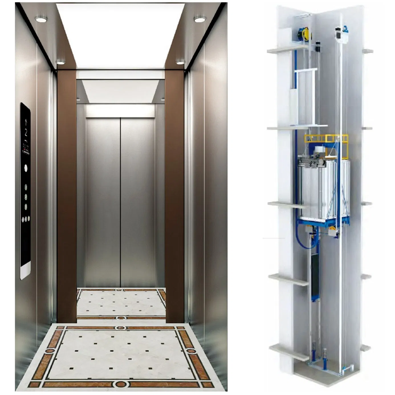 Steel Ceiling 400kg Home/Hotel Passenger Machine Roomless Mrl Lift Elevator