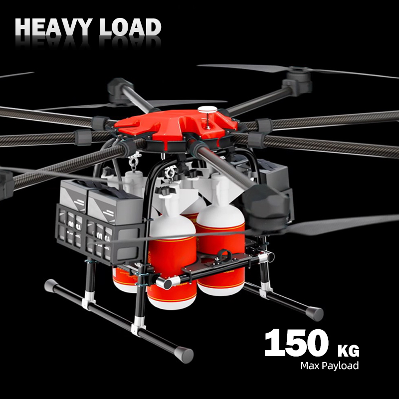 Long Endurance Remote Control Wild Firefighting Uav Industrial 150kg Heavy Lift Payload Fire Extinguisher Delivery Transport Drone for Building Forest