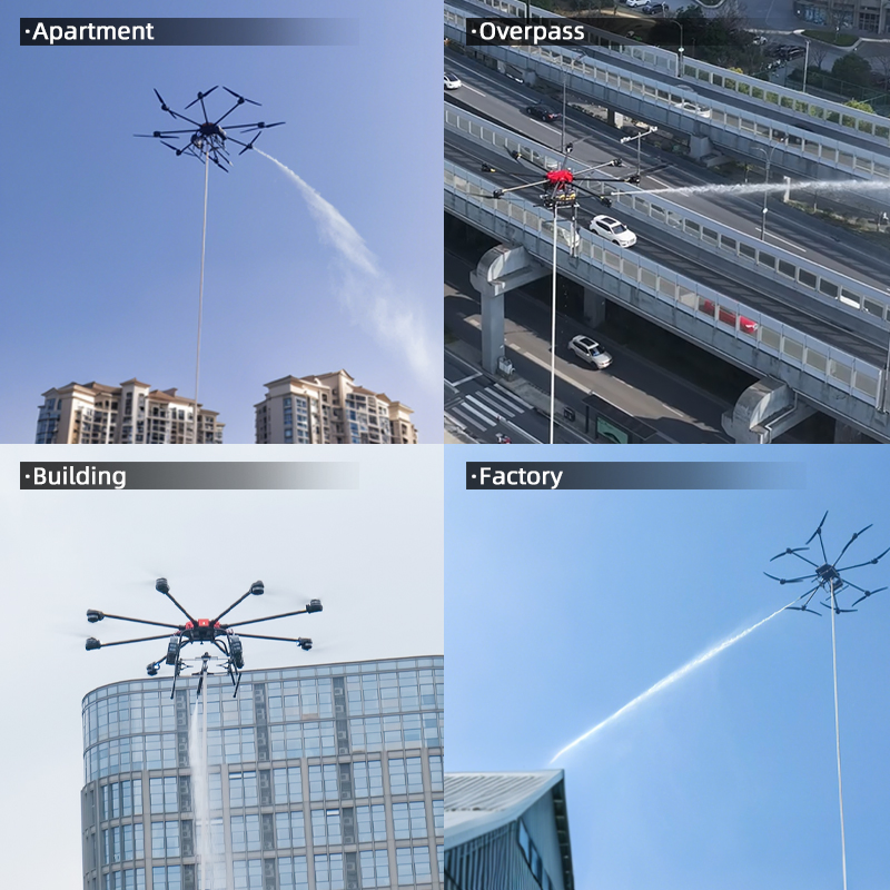 Professional Fire Fight Rescue Dron Grande Long Range 150kg Heavy Duty Payload Industrial Fire Fighting Drone with Firefighting Extinguisher Bomb