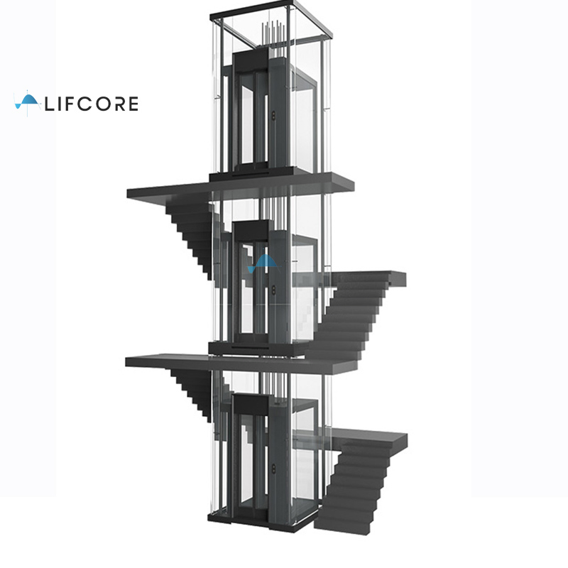2-4 Floors Glass Residential Lift Hydraulic Home Elevator Outdoor with Luxury Car Design
