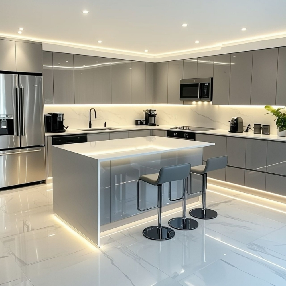 Modern Modular Kitchen Cabinets Set with Island Storage Custom Kitchen Furniture for Home and Apartment Projects