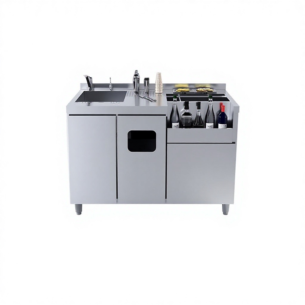 Commercial Modern Style Bar Cabinet Style Operation Table For Beverage Storage And Material Preparation For Cocktail Making