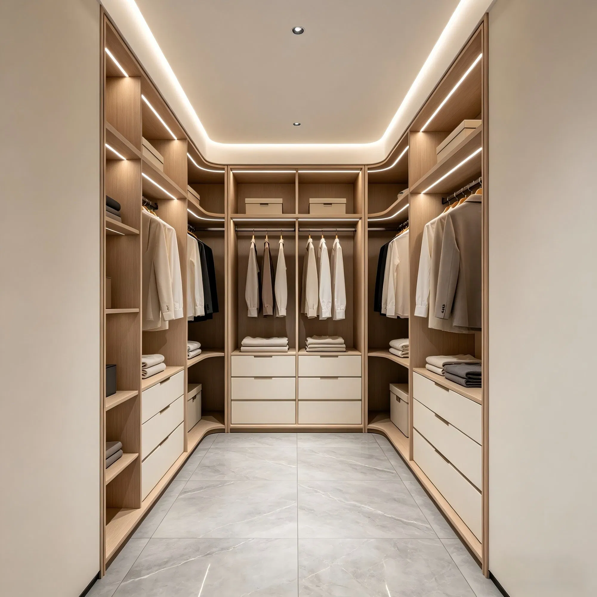 Organized Bedroom Closet Hinged Door Wardrobe Anbangni LED House Furniture