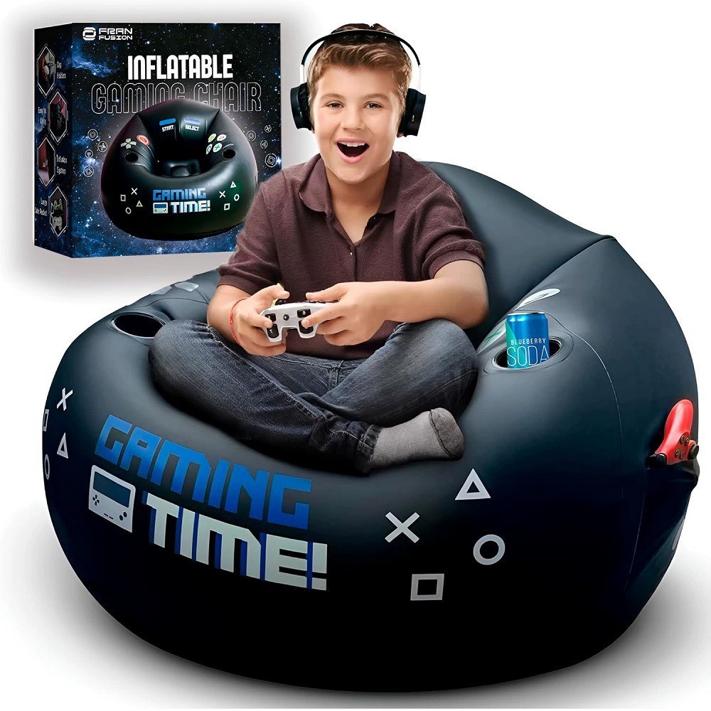 Modern Black Style E-Sports Inflatable Chair PVC Inflatable Game Sofa Furniture With Cup Holder Foldable Design