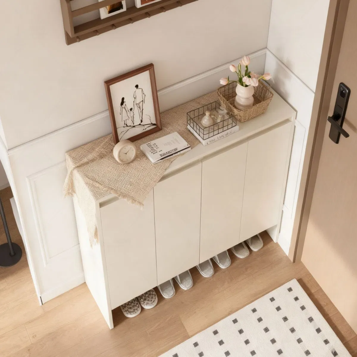 Solid Wood Multi-Layer Board Shoe Cabinet, Popular Style, Hallway Shoe Cabinet, Home Entryway