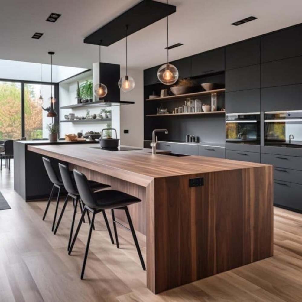 Modern Modular Kitchen Cabinets Set with Island Storage Custom Kitchen Furniture for Home and Apartment Projects