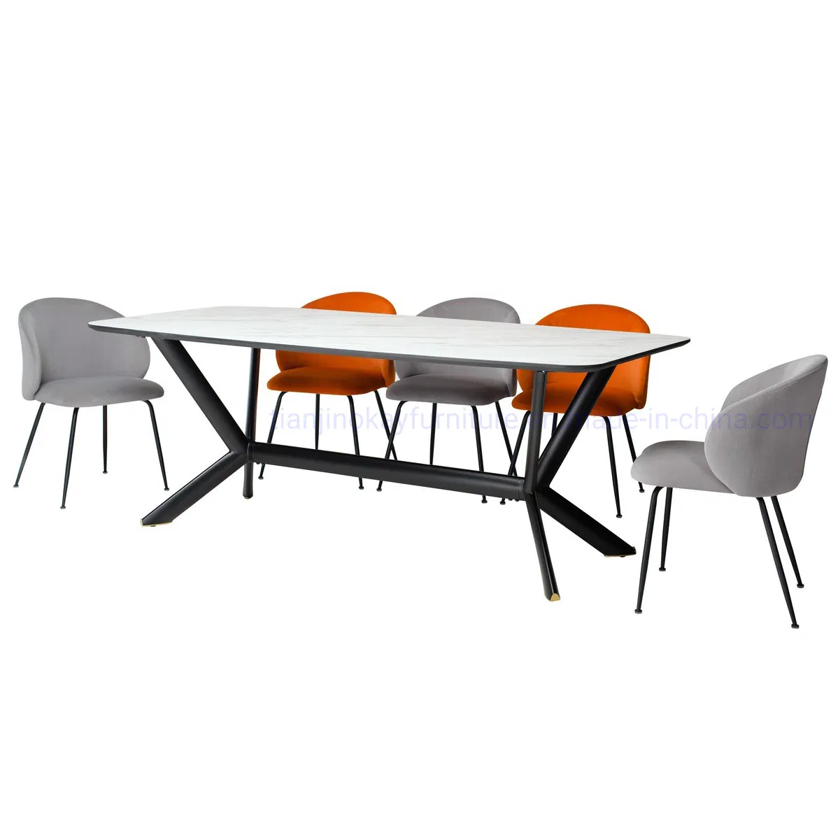 Luxury Nordic Modern Design Square Rectangle Marble Dining Table Sets 4 Seater 6 Chairs Dining Room Sets Furniture