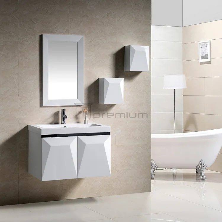 Modern White PVC Wall Hung Basin Bathroom Cabinet Similar Design 2