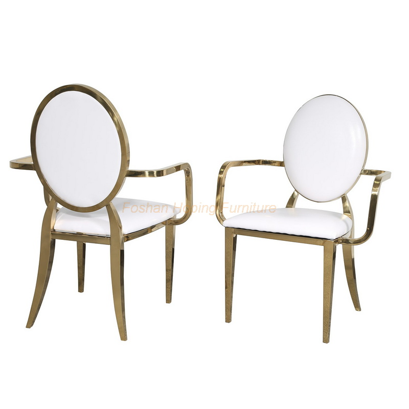 Restaurant Furniture Hotel Set Armrest Chair Wholesale Living Room Leather Gold Dining Chairs