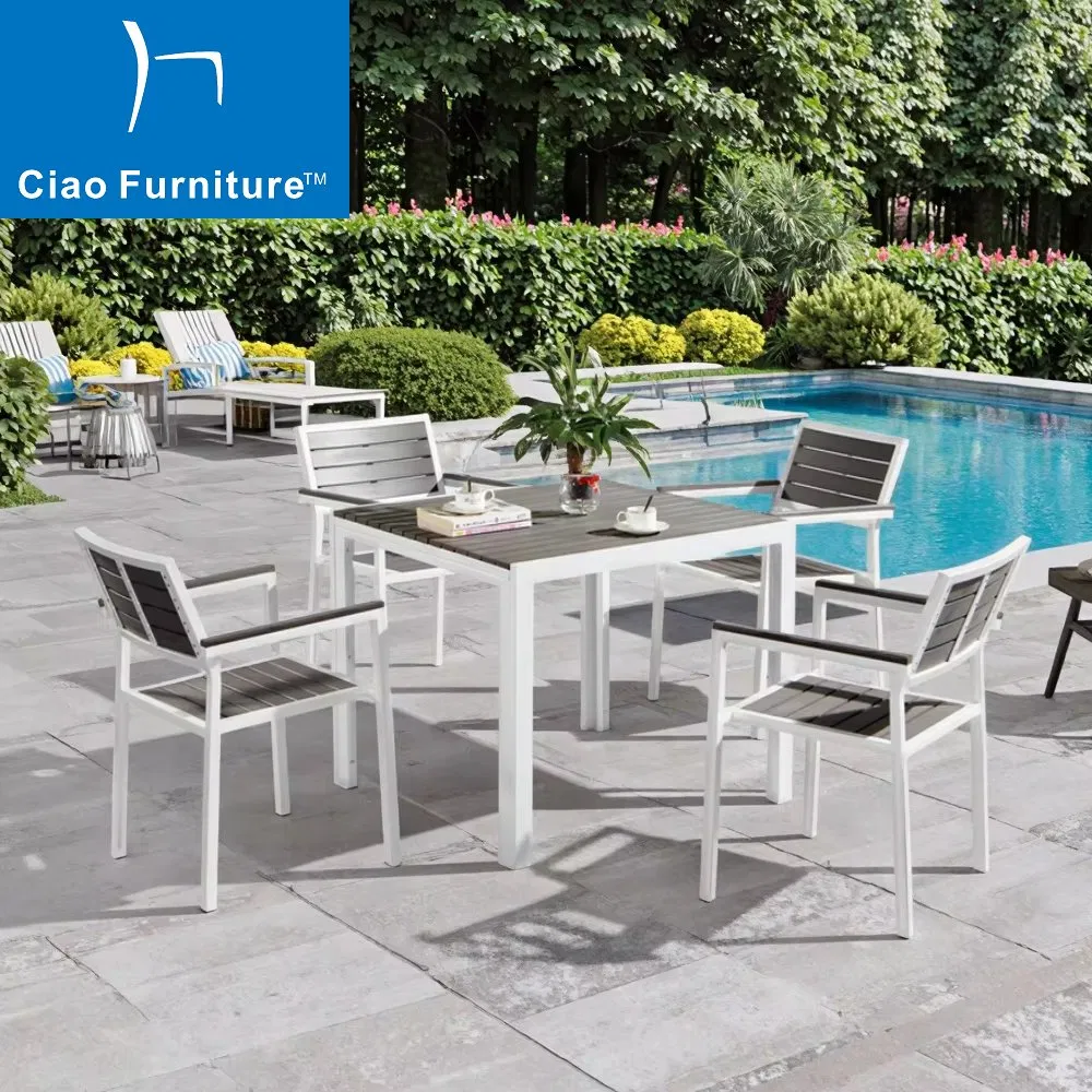 Foshan Garden Outdoor Restaurant Aluminum Patio Dining Set Table Chairs Furniture