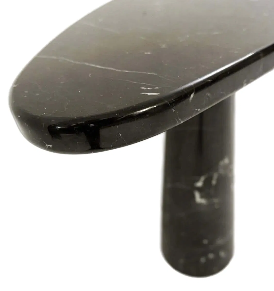 Modern Entryway Hallway Furniture Nero Marquina Black Marble Oval Console Tables