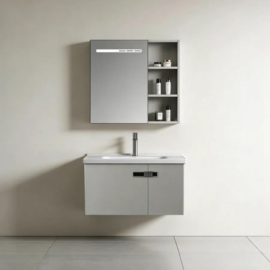 Sk-601 Deformation Resistant High Storage Capacity Wall-Mounted Floating Bathroom Vanity