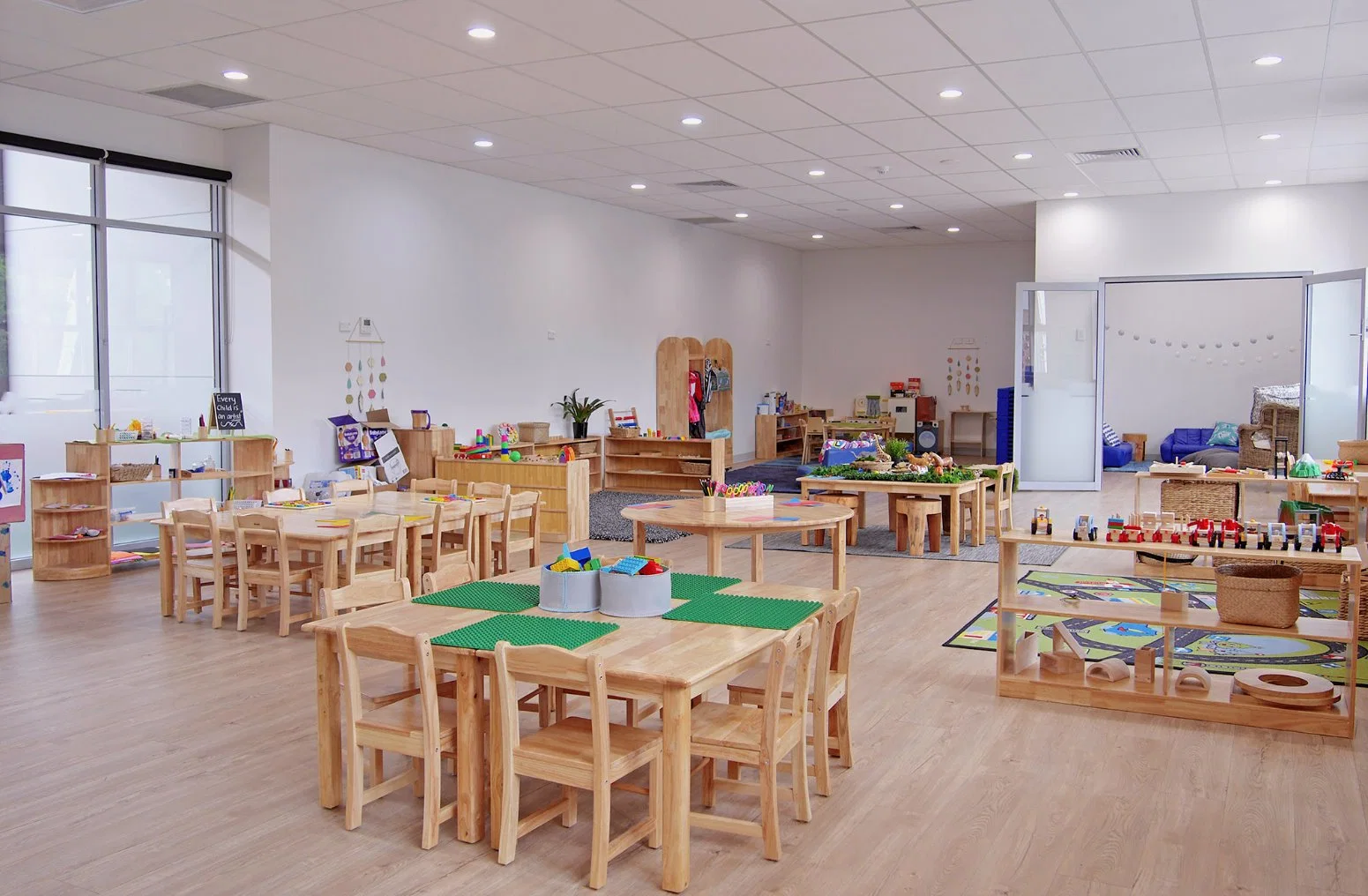 Children School Furniture, Square Solid Wood Kids Table Furniture for Kids, Preschool and Nursery Furniture, Kindergarten Classroom Student Table Furniture
