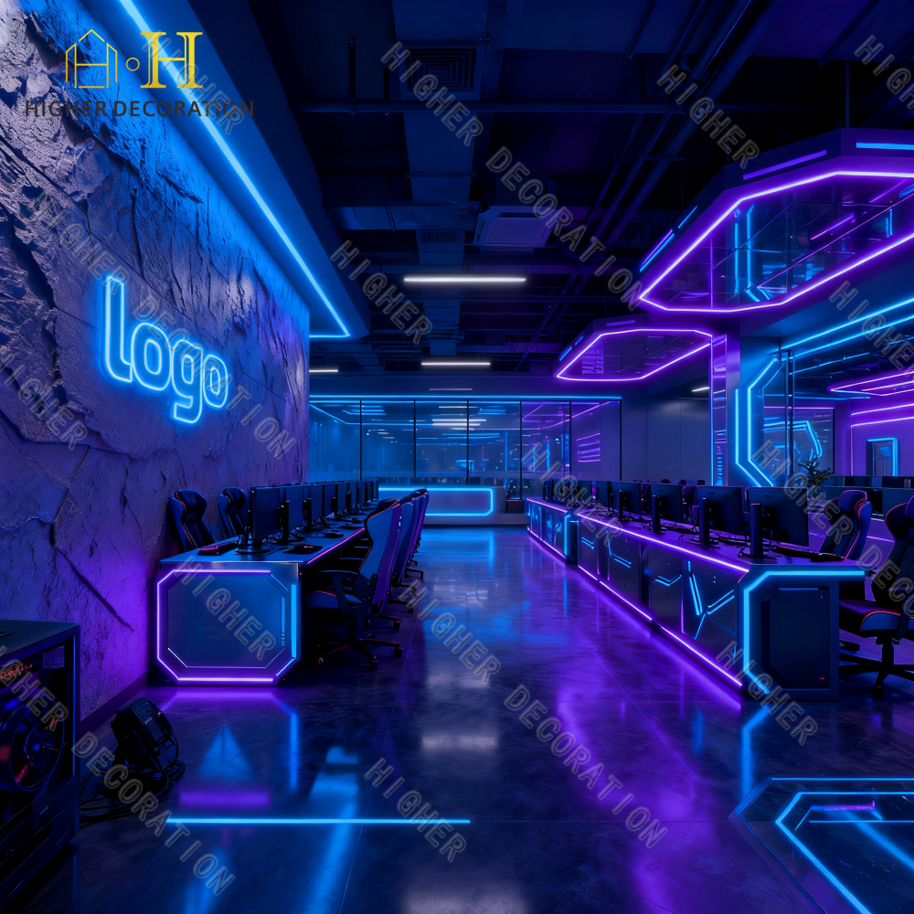 Smart Multi Self Cafe Internet Ergonomic Game Club Computer Table and Stylish Bar Furniture for Game Room Design