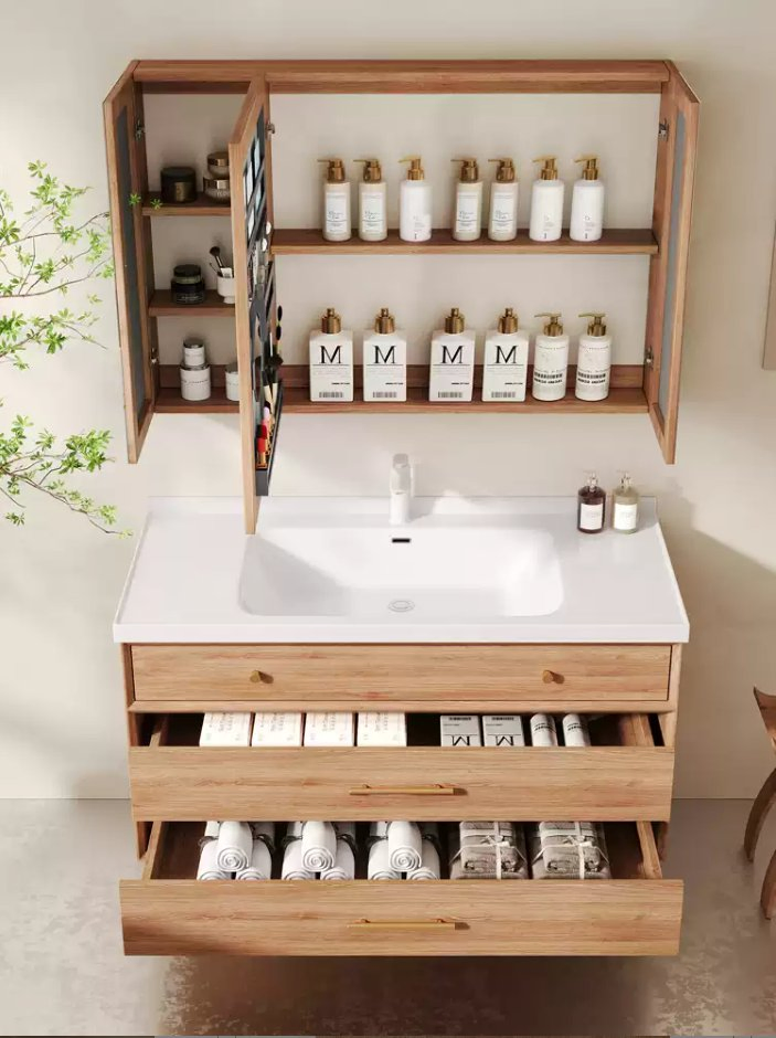 Wholesale Luxury Modern Wooden Wall Bathroom Ceramic Wash Bath Basin Sink Home Furniture