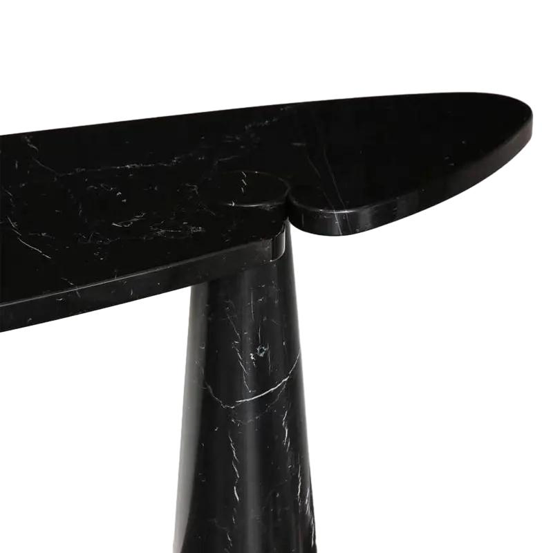 Modern Entryway Hallway Furniture Nero Marquina Black Marble Oval Console Tables