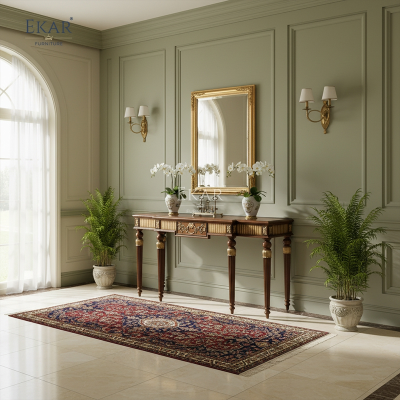 Ekar Furniture Noble Manor Classical Gilded Console Table - Luxury Entryway Decor
