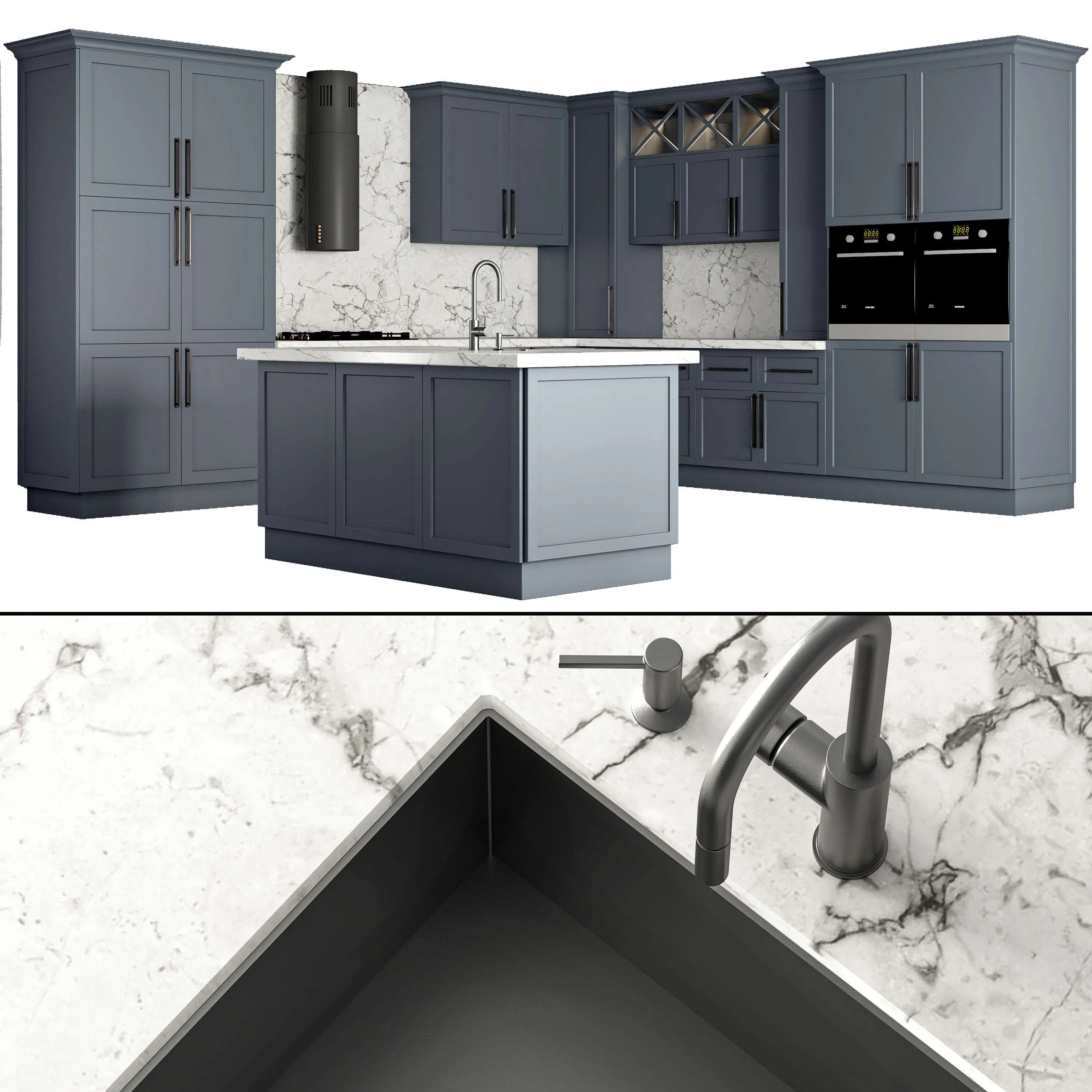 PA 2025 Smart Home and Kitchen Customized Modern Storage Cabinet Shaker Kitchen Furniture