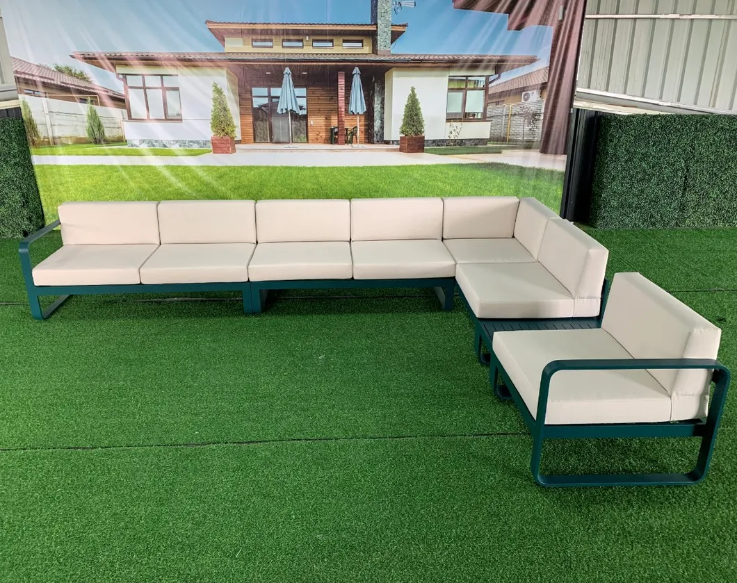 Modern Hotel Outdoor Lounge Sofa Set L-Shape Aluminum Garden Patio Furniture