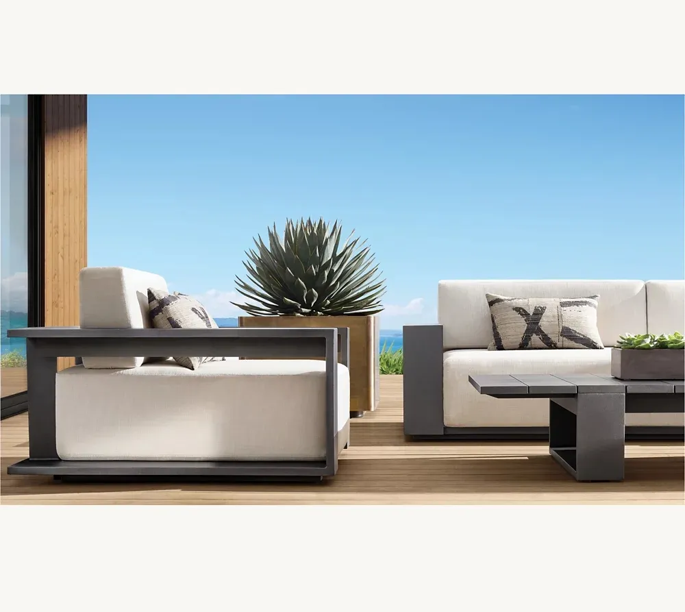 Modern Hotel Outdoor Lounge Sofa Set L-Shape Aluminum Garden Patio Furniture