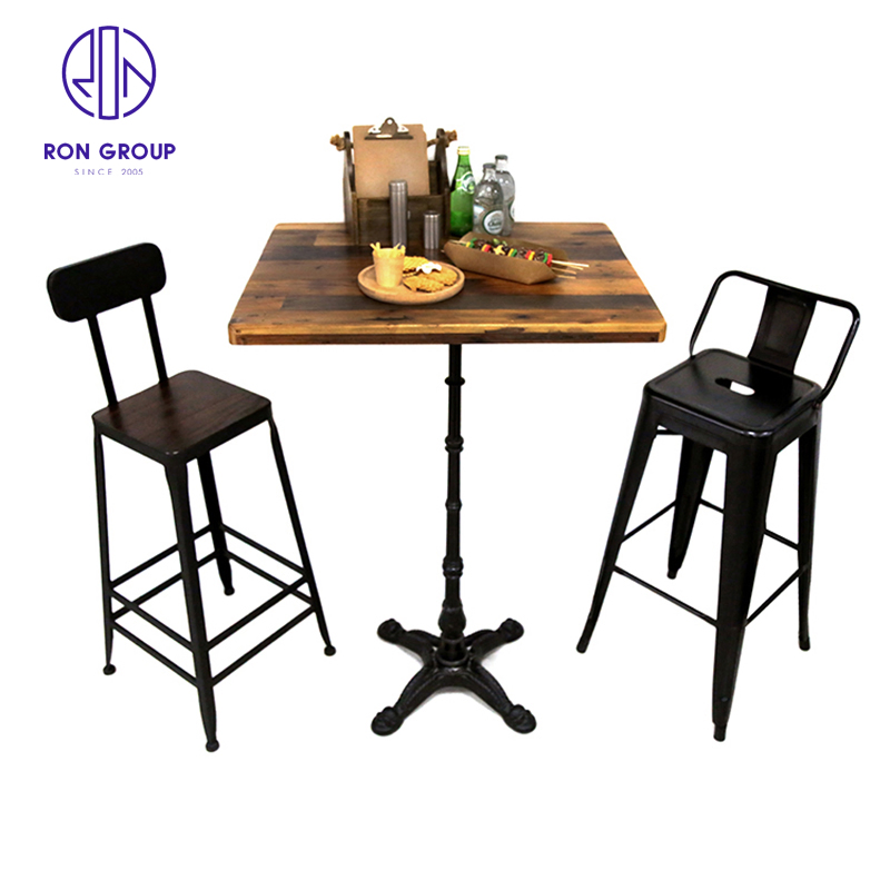 Antique Durable Cafe Coffee Shop Restaurant Booth Seating Sofa Solid Wood Split Joint Top Table Furniture for Hotel Restaurant